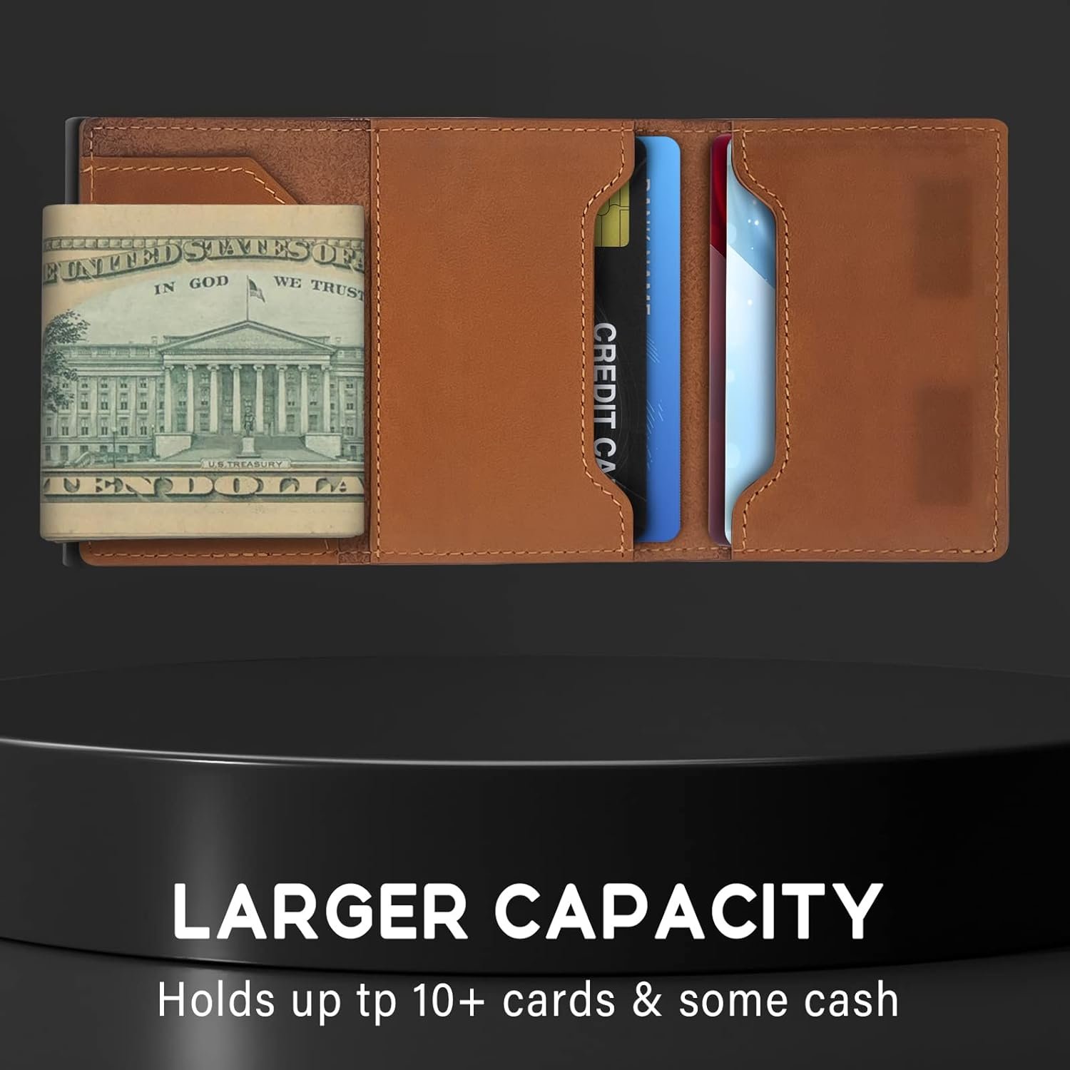 Premium Leather AirTag Brown Pop-up Wallet - Image 2