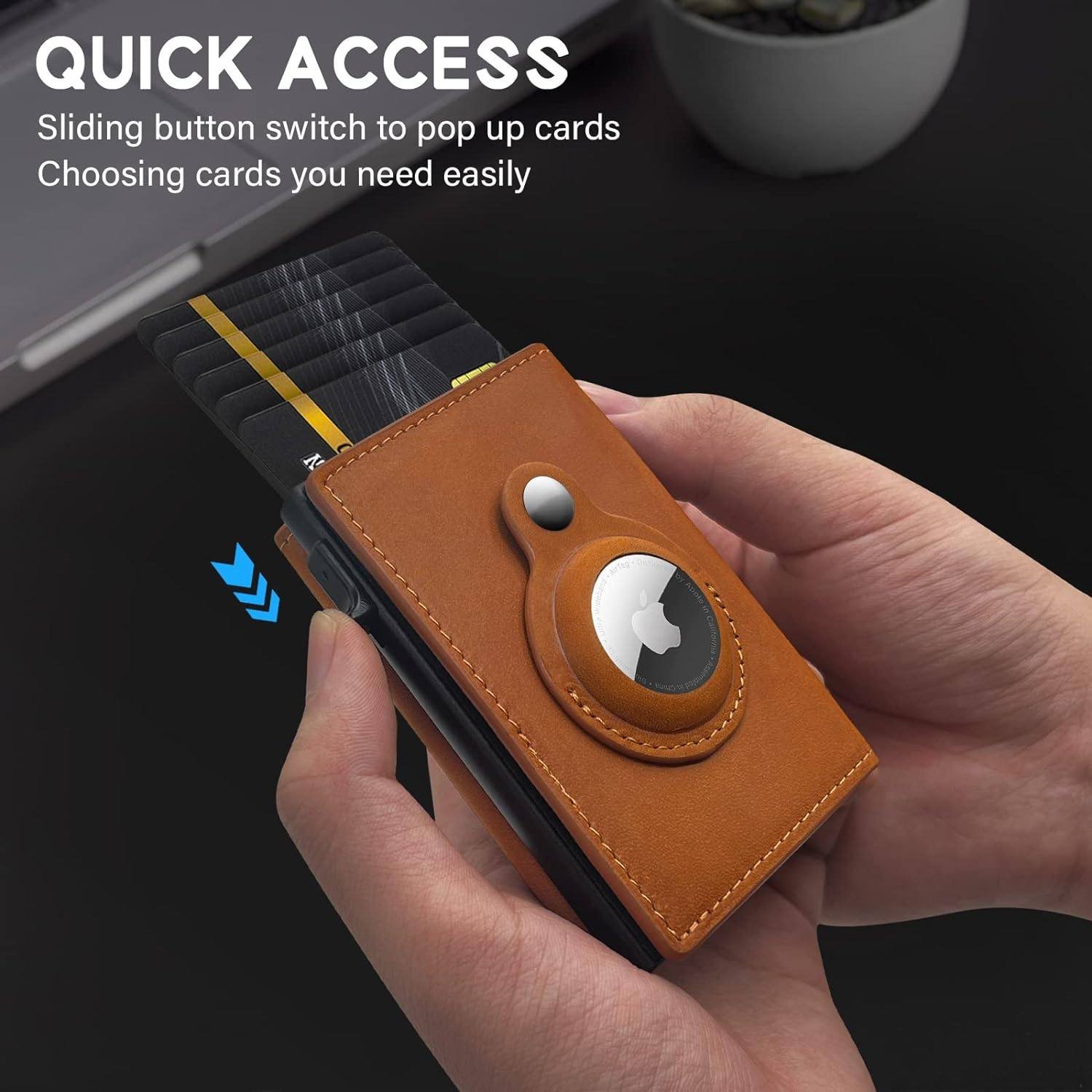 Premium Leather AirTag Brown Pop-up Wallet - Image 4