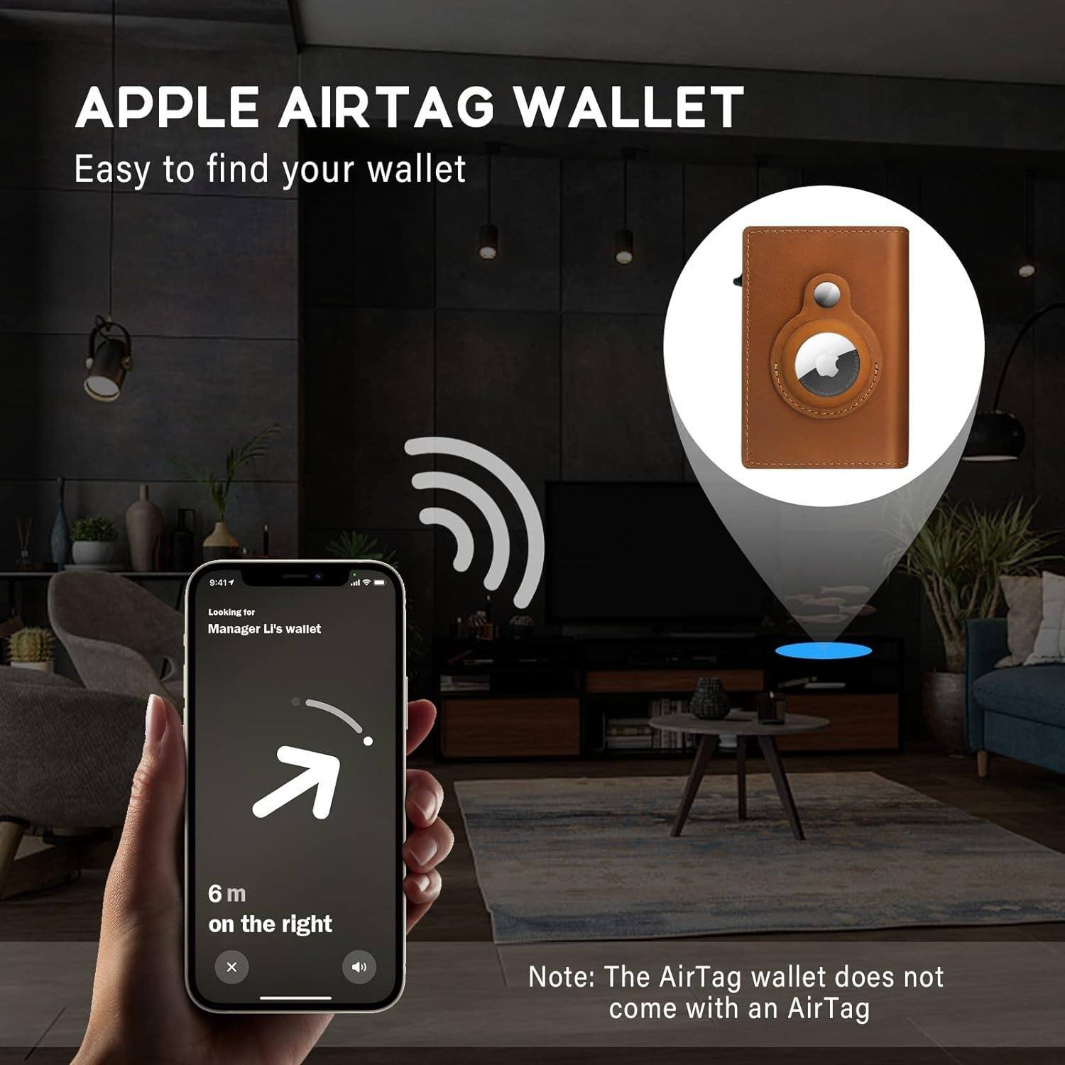 Premium Leather AirTag Brown Pop-up Wallet - Image 5