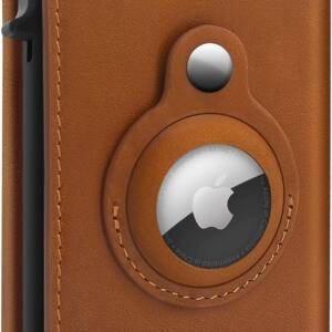 Premium Leather AirTag Brown Pop-up Wallet