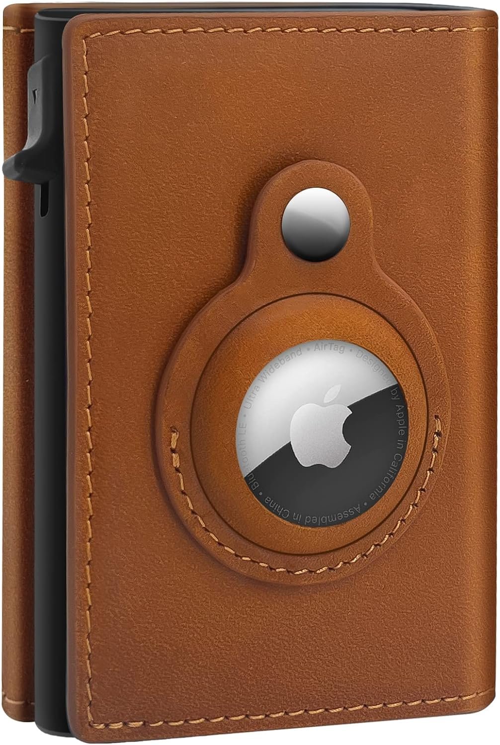 Premium Leather AirTag Brown Pop-up Wallet