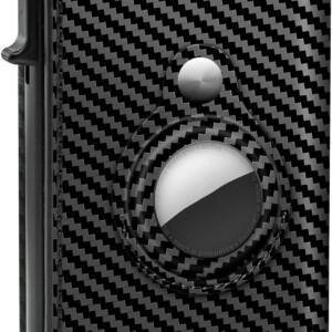 Premium Leather AirTag Carban Black Pop-up Wallet