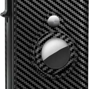 Premium Leather AirTag Carban Black Pop-up Wallet