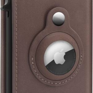 Premium Leather AirTag Coffee Pop-up Wallet