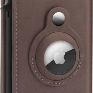 Premium Leather AirTag Coffee Pop-up Wallet