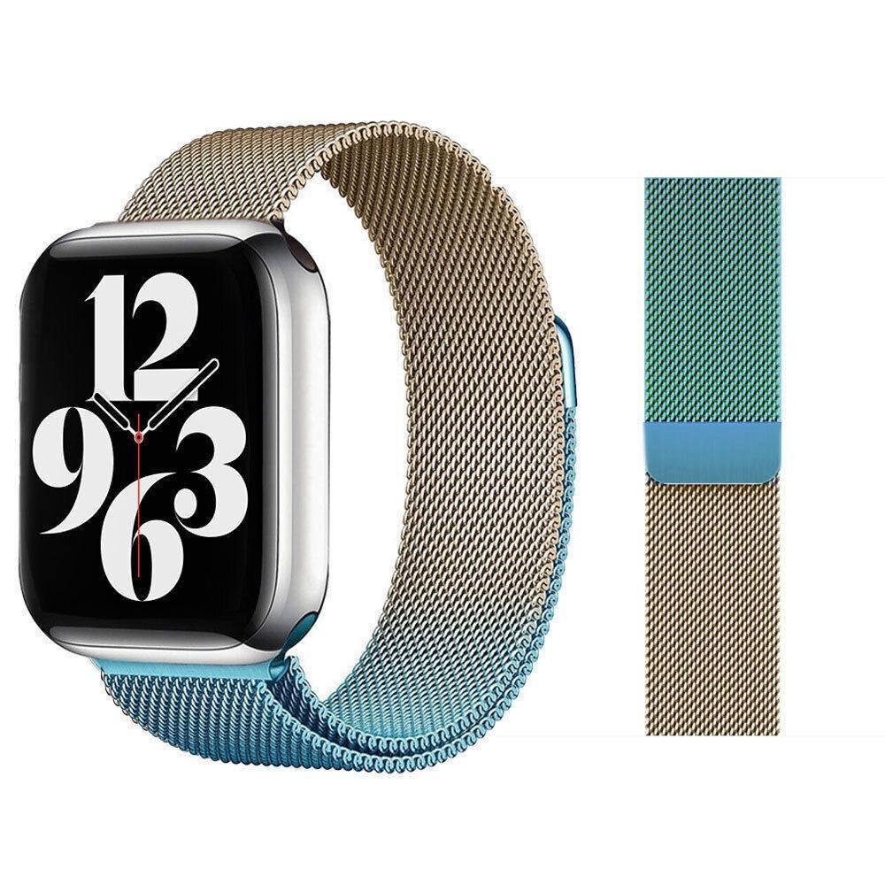 Gold Blue TG Metal Magnetic Stainless Steel Strap Apple Watch Band