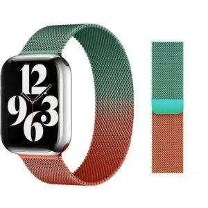 Orange Green TG Metal Magnetic Stainless Steel Strap Apple Watch Band