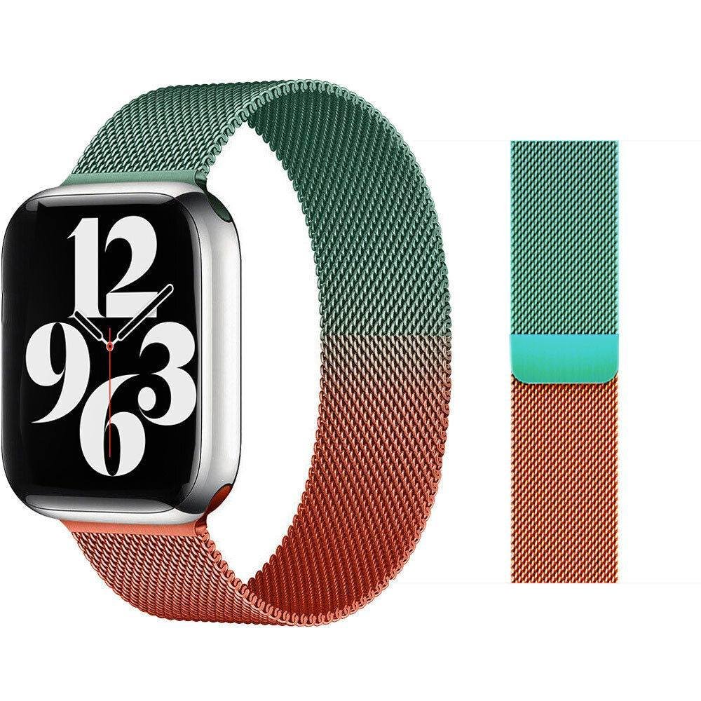 Orange Green TG Metal Magnetic Stainless Steel Strap Apple Watch Band
